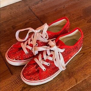 Red Sequin Kids Sneakers